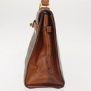 CELINE Macadam Canvas Hand Bag PVC Leather Brown Gold Auth 144937-3