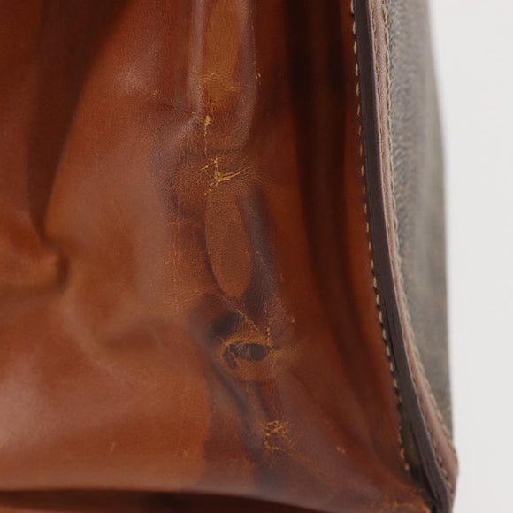 CELINE Macadam Canvas Hand Bag PVC Leather Brown Gold Auth 144937