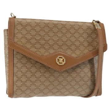 CELINE Macadam Canvas Shoulder Bag PVC Beige Gold Auth 144939