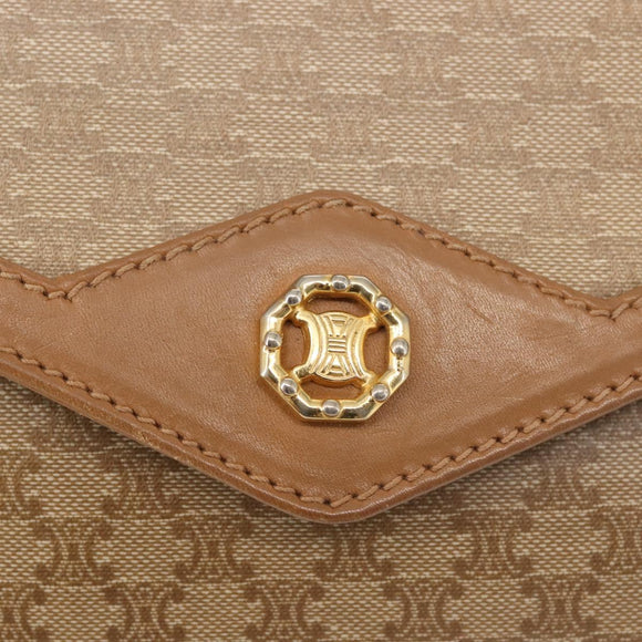 CELINE Macadam Canvas Shoulder Bag PVC Beige Gold Auth 144939