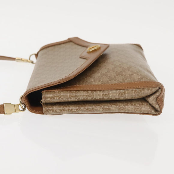CELINE Macadam Canvas Shoulder Bag PVC Beige Gold Auth 144939