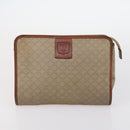 CELINE Macadam Canvas Shoulder Bag PVC Beige Gold Auth 144940-11