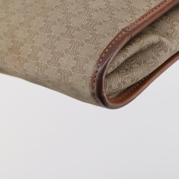 CELINE Macadam Canvas Shoulder Bag PVC Beige Gold Auth 144940