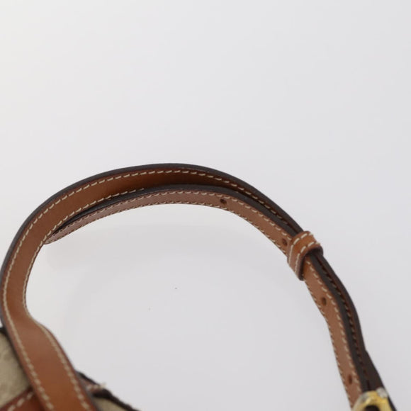 CELINE Macadam Canvas Shoulder Bag PVC Beige Gold Auth 144940