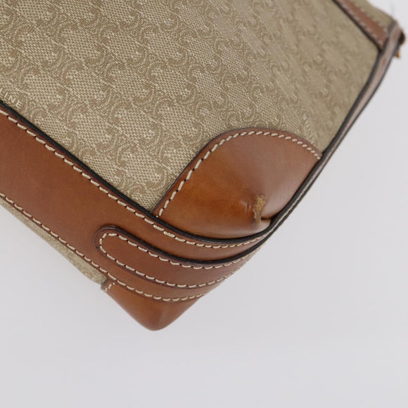 CELINE Macadam Canvas Shoulder Bag PVC Beige Gold Auth 144940