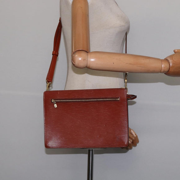 LOUIS VUITTON Epi Angian Clutch Bag Brown M52113 LV Auth 144944