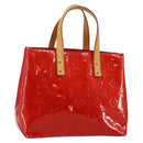 LOUIS VUITTON Monogram Vernis Reade PM Hand Bag Red Rouge M91088 LV Auth 144948-1