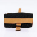 CELINE C Macadam Canvas Shoulder Bag Suede Black Silver Auth 144950-5