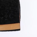 CELINE C Macadam Canvas Shoulder Bag Suede Black Silver Auth 144950-18