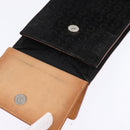 CELINE C Macadam Canvas Shoulder Bag Suede Black Silver Auth 144950-10