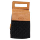 CELINE C Macadam Canvas Shoulder Bag Suede Black Silver Auth 144950-13