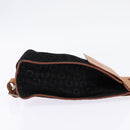 CELINE C Macadam Canvas Shoulder Bag Suede Black Silver Auth 144950-4