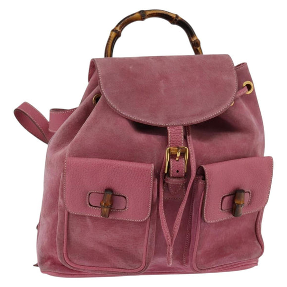 GUCCI Backpack Suede Pink Gold 003 2058 0016 Auth 144974