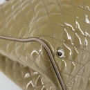 Salvatore Ferragamo Vala Tote Bag Enamel Khaki Silver Auth 144975-14