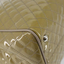 Salvatore Ferragamo Vala Tote Bag Enamel Khaki Silver Auth 144975-16