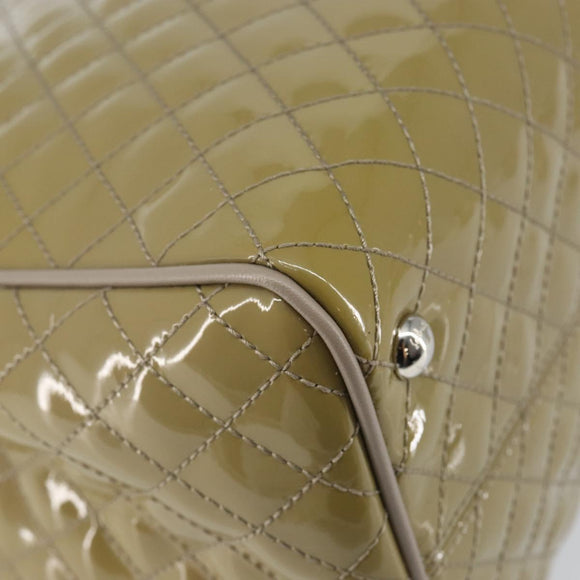 Salvatore Ferragamo Vala Tote Bag Enamel Khaki Silver Auth 144975