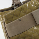 Salvatore Ferragamo Vala Tote Bag Enamel Khaki Silver Auth 144975-10