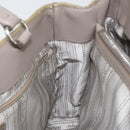 Salvatore Ferragamo Vala Tote Bag Enamel Khaki Silver Auth 144975-19
