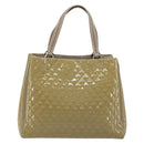 Salvatore Ferragamo Vala Tote Bag Enamel Khaki Silver Auth 144975-2