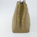 Salvatore Ferragamo Vala Tote Bag Enamel Khaki Silver Auth 144975-3