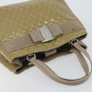 Salvatore Ferragamo Vala Tote Bag Enamel Khaki Silver Auth 144975-6