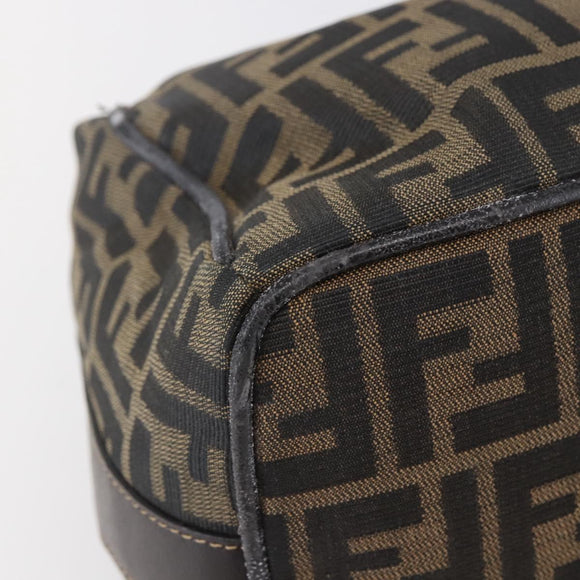 FENDI Zucca Canvas Vanity Hand Bag Black Brown Auth 144977