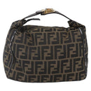 FENDI Zucca Canvas Vanity Hand Bag Black Brown Auth 144977-2