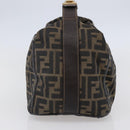 FENDI Zucca Canvas Vanity Hand Bag Black Brown Auth 144977-4