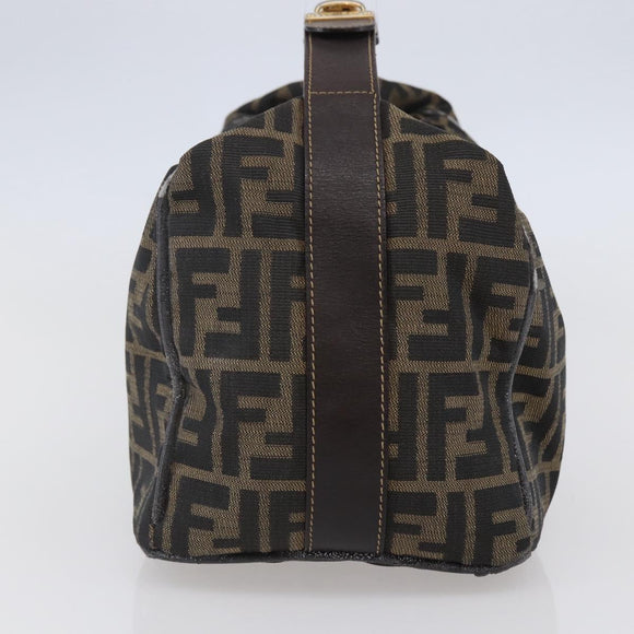 FENDI Zucca Canvas Vanity Hand Bag Black Brown Auth 144977