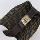 FENDI Zucca Canvas Vanity Hand Bag Black Brown Auth 144977-5