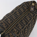 FENDI Zucca Canvas Vanity Hand Bag Black Brown Auth 144977-6