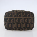FENDI Zucca Canvas Vanity Hand Bag Black Brown Auth 144977-7