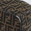 FENDI Zucca Canvas Vanity Hand Bag Black Brown Auth 144977-8