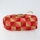 FENDI Mamma Baguette Shoulder Bag Satin Red Gold Auth 144979-10