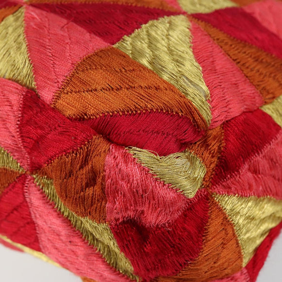 FENDI Mamma Baguette Shoulder Bag Satin Red Gold Auth 144979