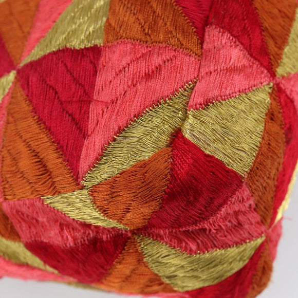 FENDI Mamma Baguette Shoulder Bag Satin Red Gold Auth 144979