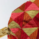 FENDI Mamma Baguette Shoulder Bag Satin Red Gold Auth 144979-16