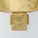 FENDI Mamma Baguette Shoulder Bag Satin Red Gold Auth 144979-19