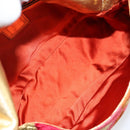 FENDI Mamma Baguette Shoulder Bag Satin Red Gold Auth 144979-21