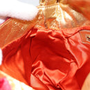 FENDI Mamma Baguette Shoulder Bag Satin Red Gold Auth 144979-23