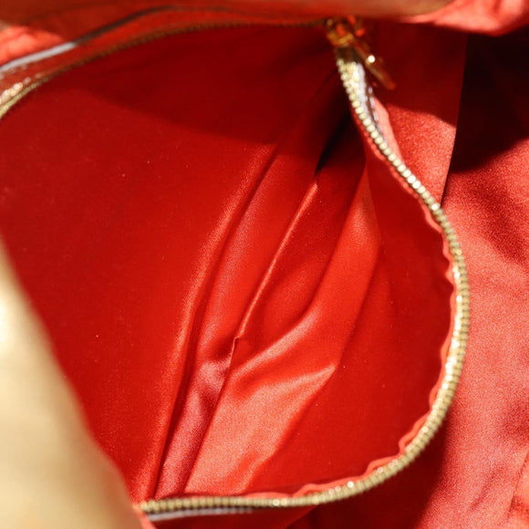 FENDI Mamma Baguette Shoulder Bag Satin Red Gold Auth 144979