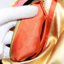 FENDI Mamma Baguette Shoulder Bag Satin Red Gold Auth 144979-25