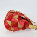 FENDI Mamma Baguette Shoulder Bag Satin Red Gold Auth 144979-4