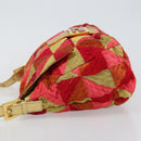 FENDI Mamma Baguette Shoulder Bag Satin Red Gold Auth 144979-5