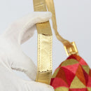 FENDI Mamma Baguette Shoulder Bag Satin Red Gold Auth 144979-9