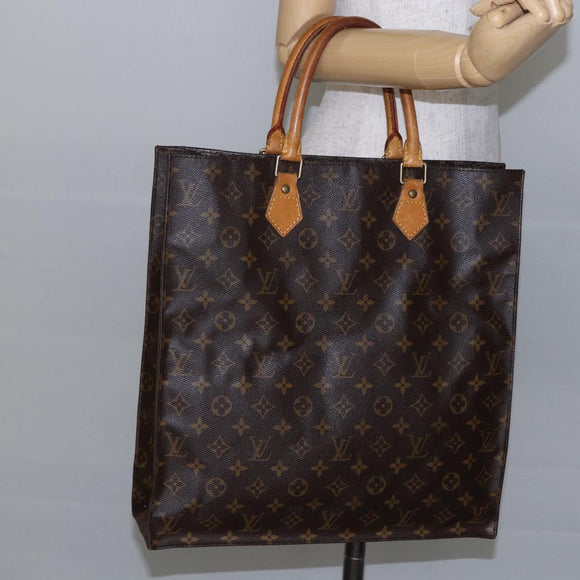 LOUIS VUITTON Monogram Sac Plat Hand Bag M51140 LV Auth 144980