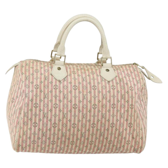 LOUIS VUITTON Monogram Mini Lin Croisette Speedy 30 Bag Pink M95501 Auth 144993