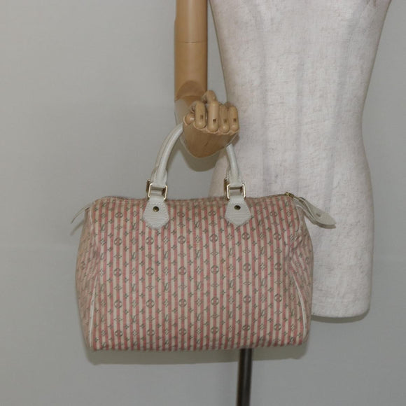 LOUIS VUITTON Monogram Mini Lin Croisette Speedy 30 Bag Pink M95501 Auth 144993