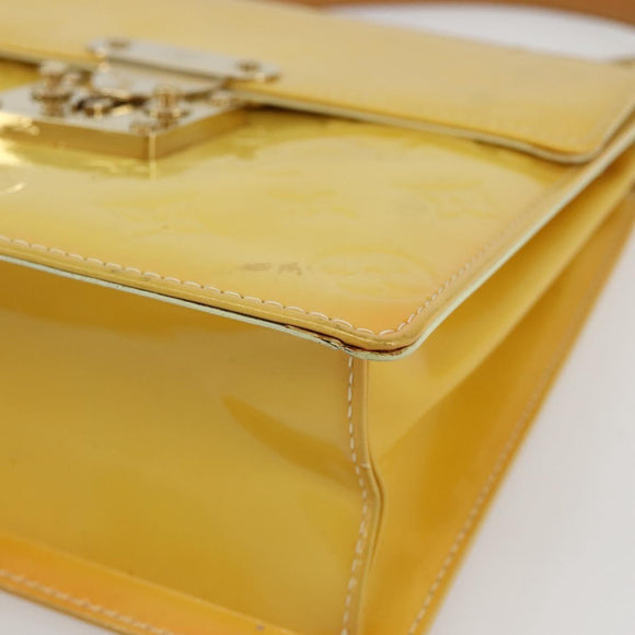 LOUIS VUITTON Monogram Vernis Spring Street Bag Lime Yellow M91068 Auth 145004