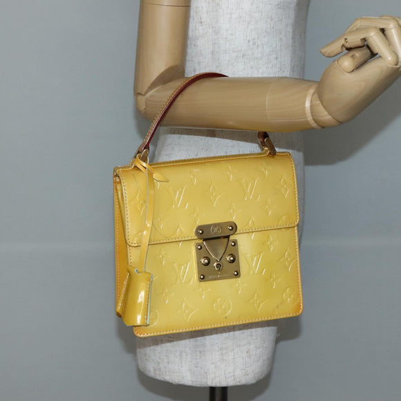 LOUIS VUITTON Monogram Vernis Spring Street Bag Lime Yellow M91068 Auth 145004